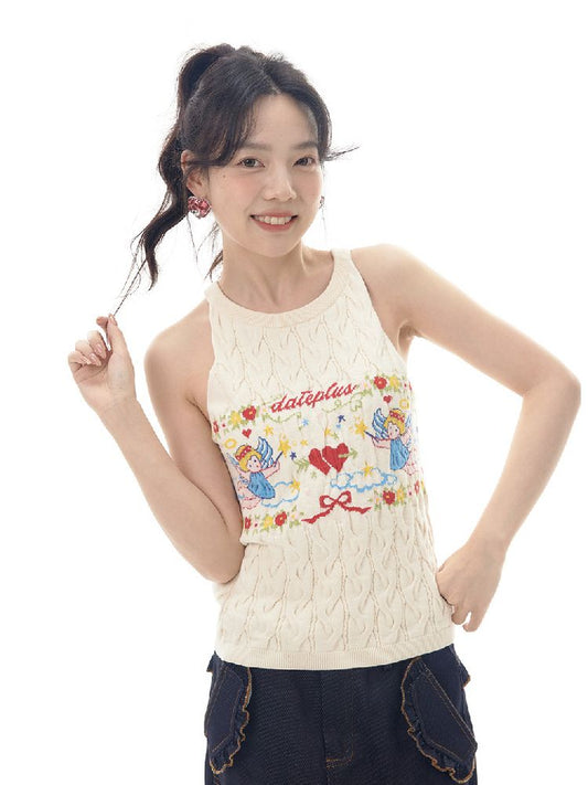 Angel Pattern Sleeveless Camisole Tank Top【s0000012007】