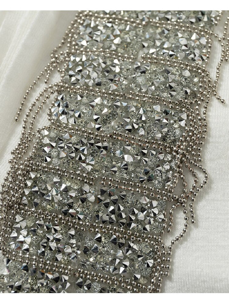 Sequins Fringed Diamond Halterneck Vest【s0000016987】
