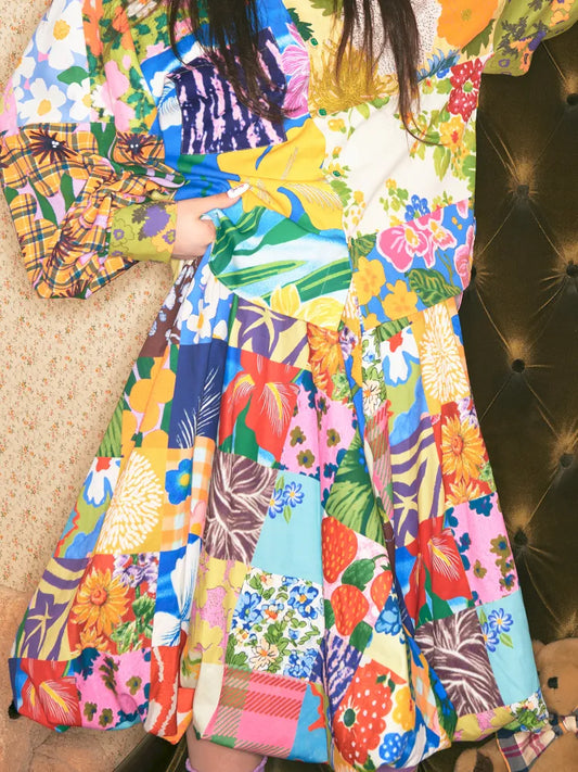 Patchwork Floral Print Skirt【s0000014148】