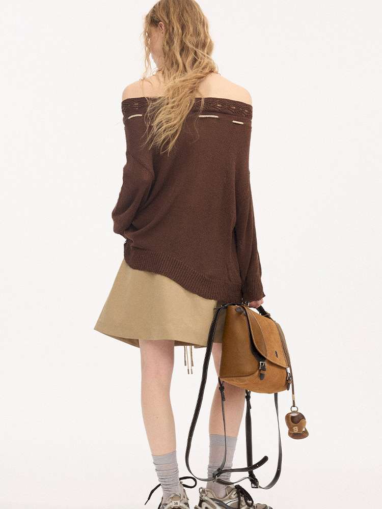 Slanted Strap Smock Knit Sweater【s0000015409】