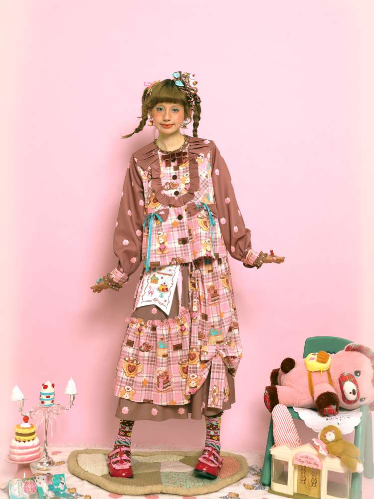 Pink-Brown Vintage Doll-Style Jacket【s0000014514】