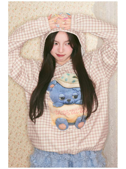 Sleep Bear Suede Hooded Sweatshirt【s0000014509】