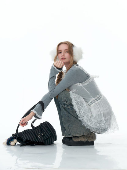 Mesh Sheer Lace Bottom Dress【s0000011503】