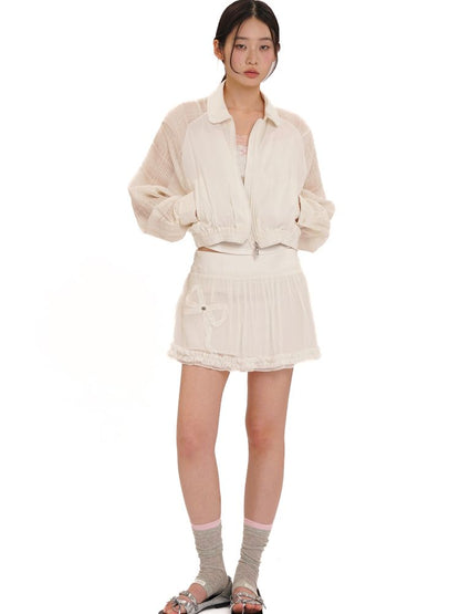 Semi-sheer plaid lightweight jacket【s0000013452】