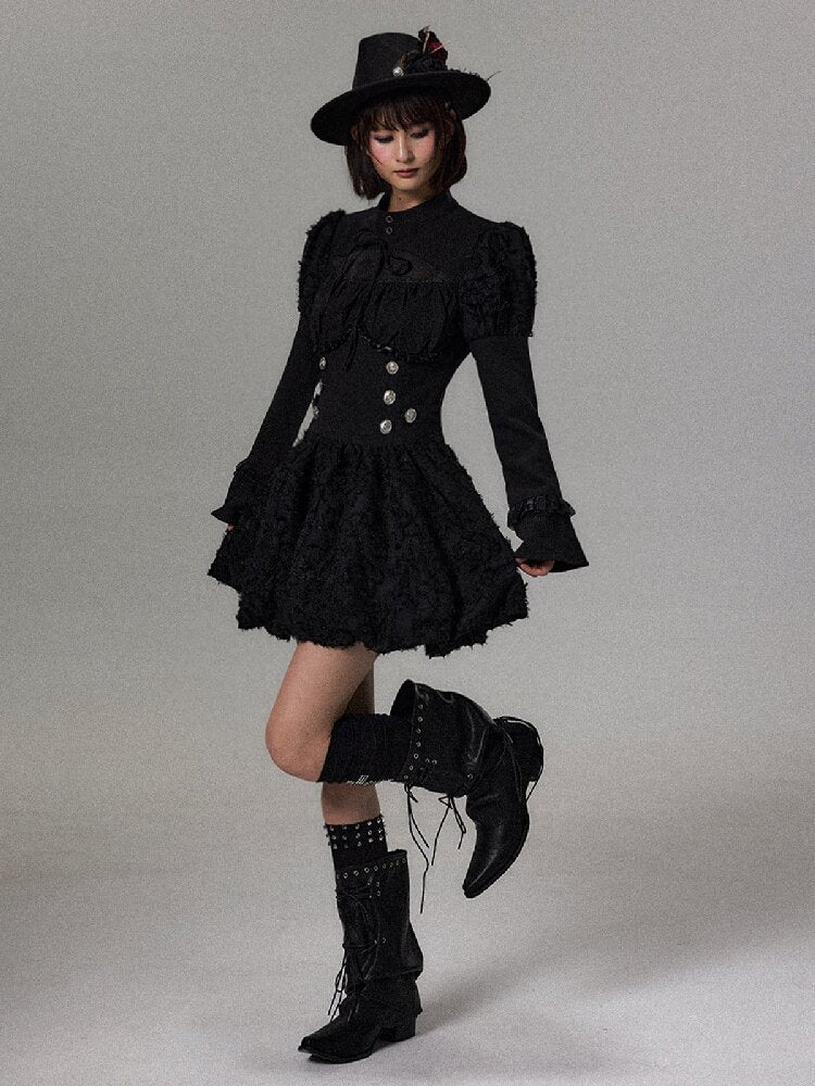 Sleeve Waist Cinching A Line Dress【s0000018489】