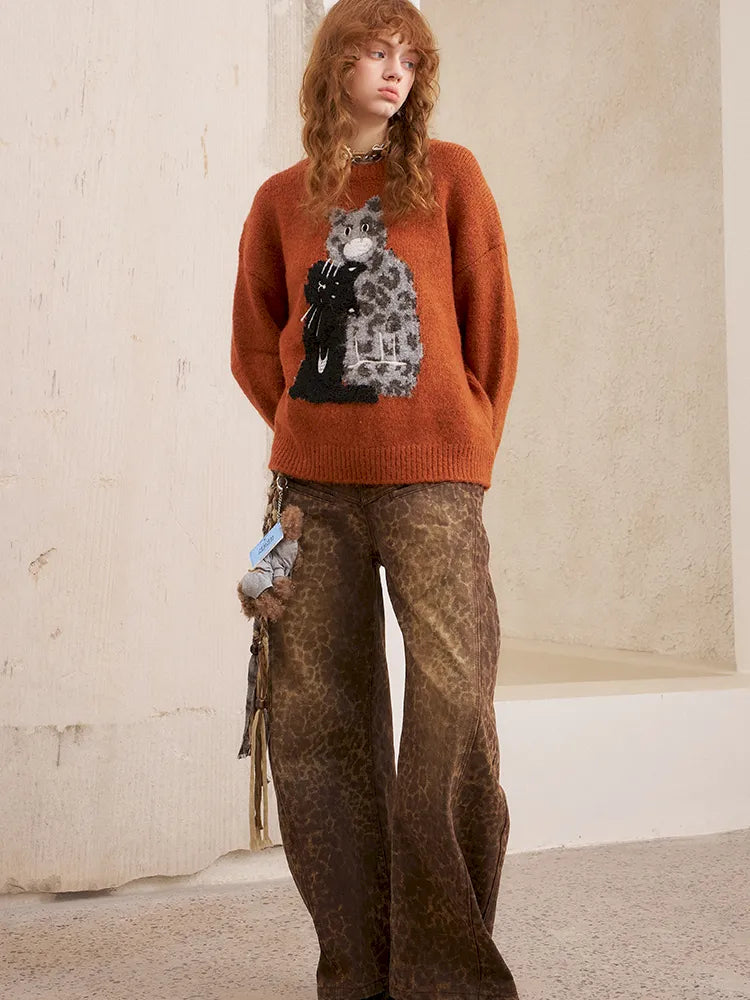 Embroidered Crewneck Pullover Sweater【s0000014082】