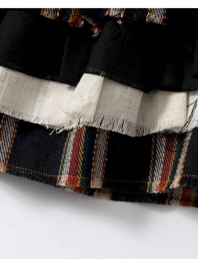 Heavy-Duty Plaid Tiered Skirt【s0000014477】