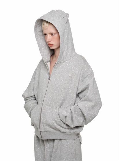 Cat Ears Hooded Cardigan Sweatshirt【s0000011580】