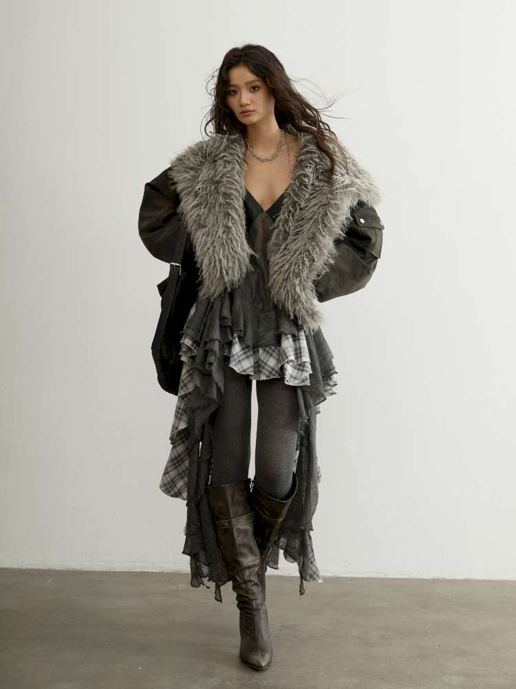 Aviator Hooded Fur Short Jacket【s0000015189】