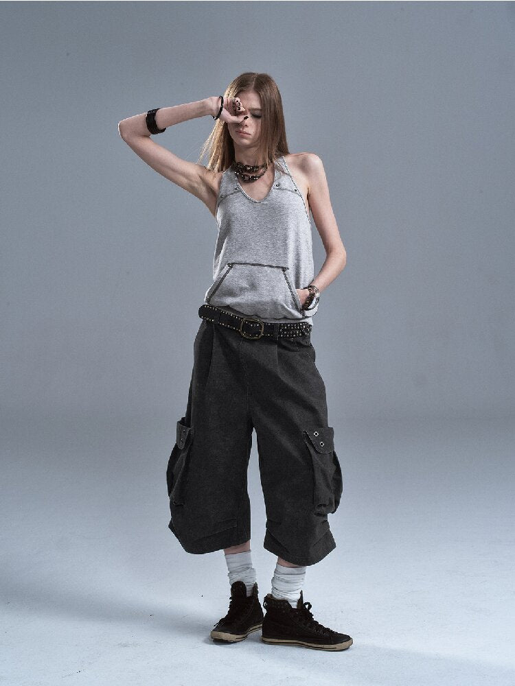 Rivet Pleats Washed Cropped Pants【s0000016895】