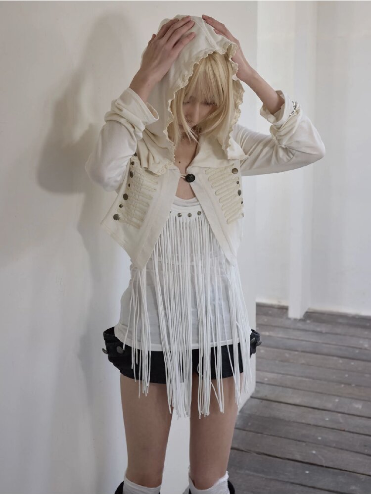 Rivet Diamond Tassel Slim Vest【s0000016953】