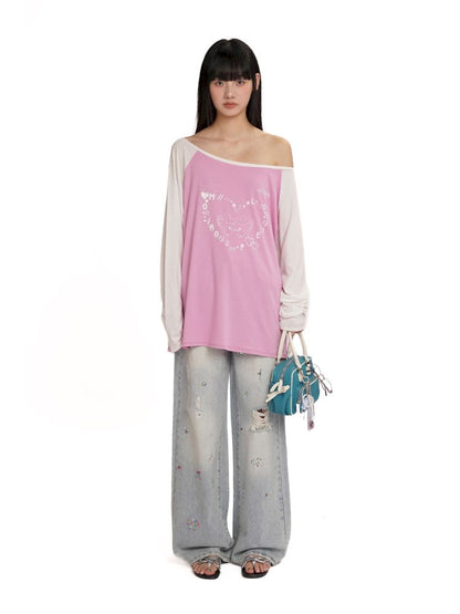 Plunge Long Sleeve T-shirt【s0000012543】