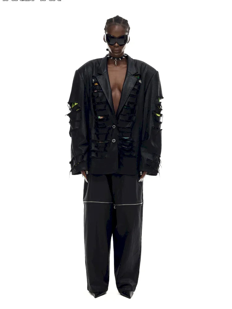 Oversized Silhouette Leather Blazer【s0000014003】