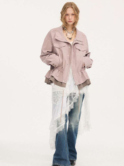 Stand-up Collar Drawstring Hem【s0000015415】