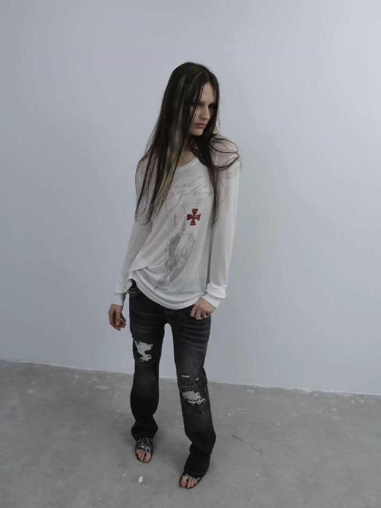 Knight Print Irregular T-Shirt【s0000016574】