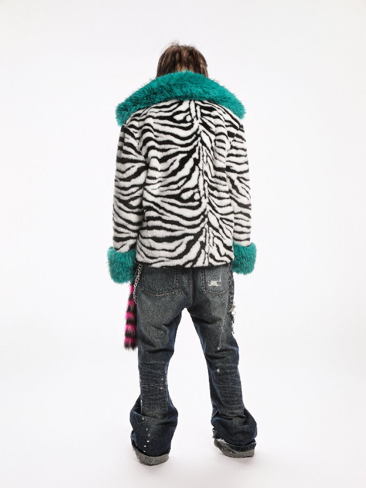 Zebra Print Furtive Faux Coat【s0000019277】
