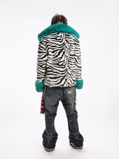 Zebra Print Furtive Faux Coat【s0000019277】