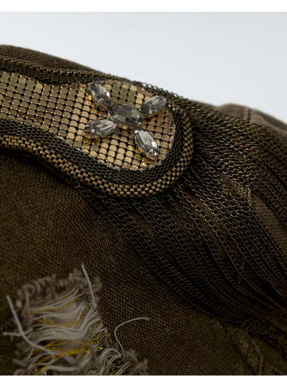 Washed Ripped Gold Filigree Denim Coat【s0000014653】