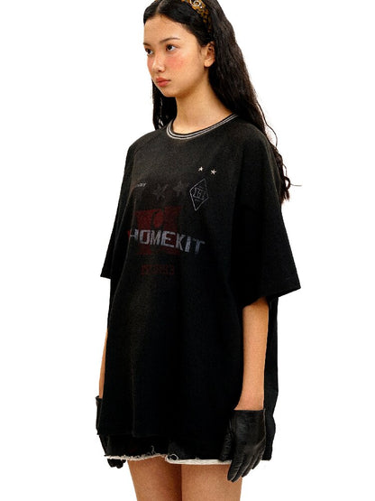 College Distressed T-Shirt Top【s0000016435】