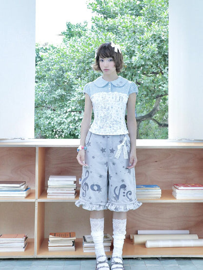 Vintage Bird Collar Bubble T-shirt【s0000017476】