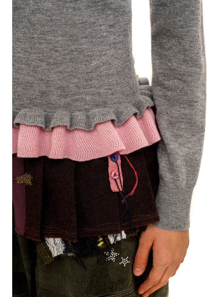 Lace Horse Rabbit Neckline Sweater【s0000016095】
