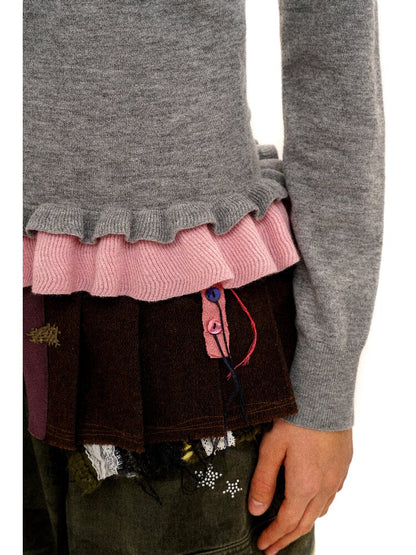 Lace Horse Rabbit Neckline Sweater【s0000016095】