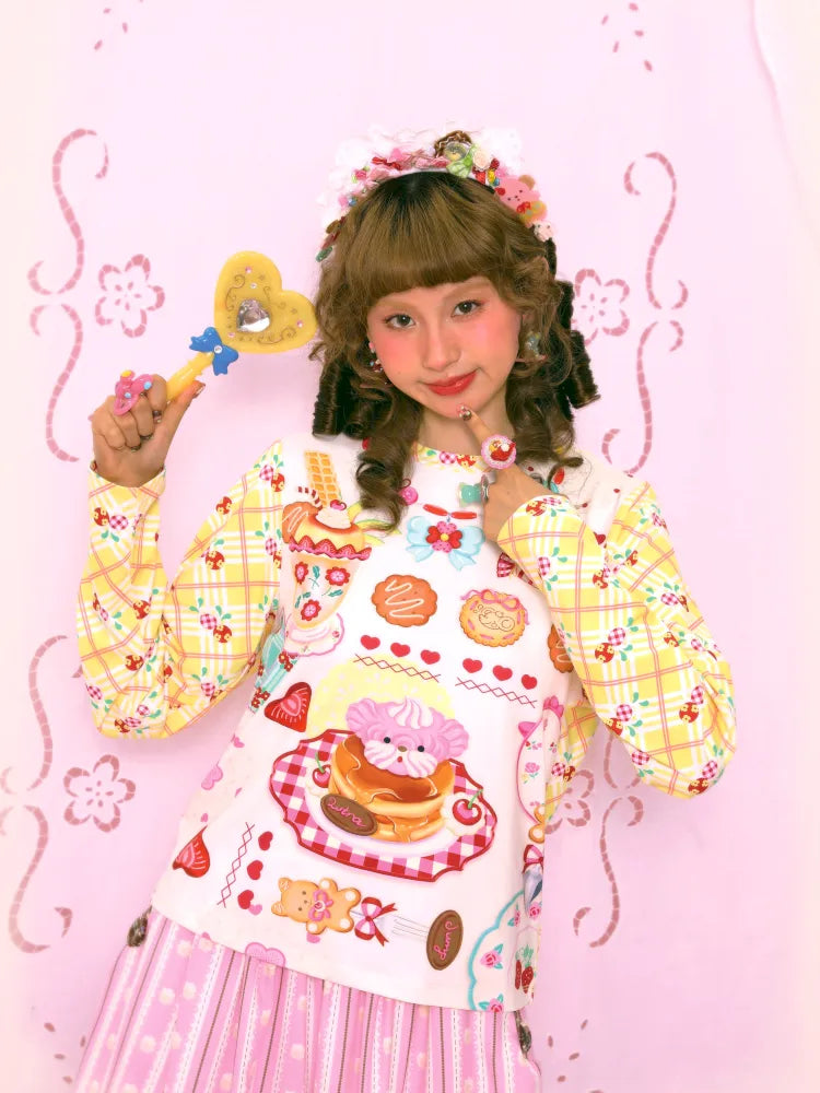 Sweet Print Yellow Checkered Contrast Base Layer【s0000014159】