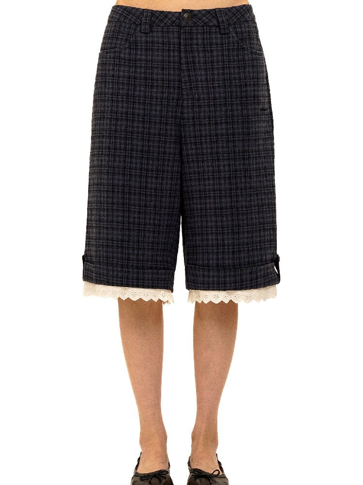 Lace Patchwork Vintage Plaid Pants【s0000017934】