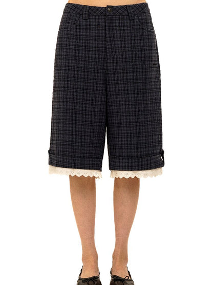 Lace Patchwork Vintage Plaid Pants【s0000017934】