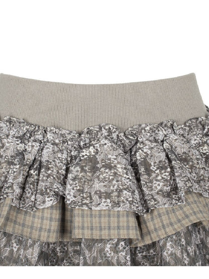 Graffiti Lace Checkered Skirt【s0000018065】