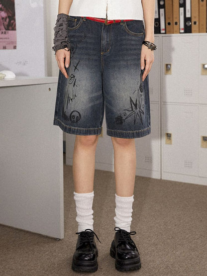 DENIM STRAIGHT CASUAL FIVE-CUARTER PANTS [S0000008836]