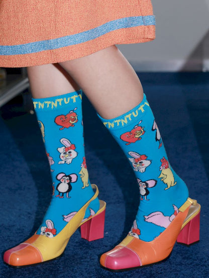 Blue Critter Mid Calf Socks【s0000013332】
