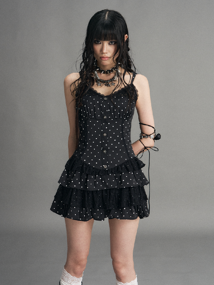 Vintage Lace Polka Dot Cake Dress【s0000017530】