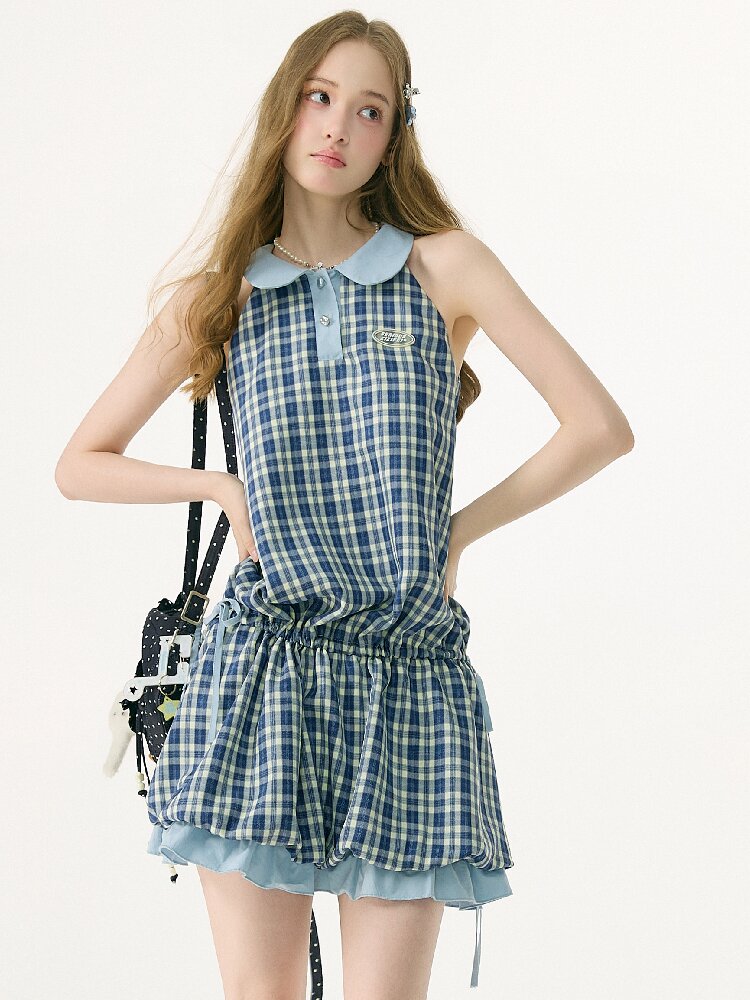 Summer Plaid Doll Collar Dress Girl【s0000017149】