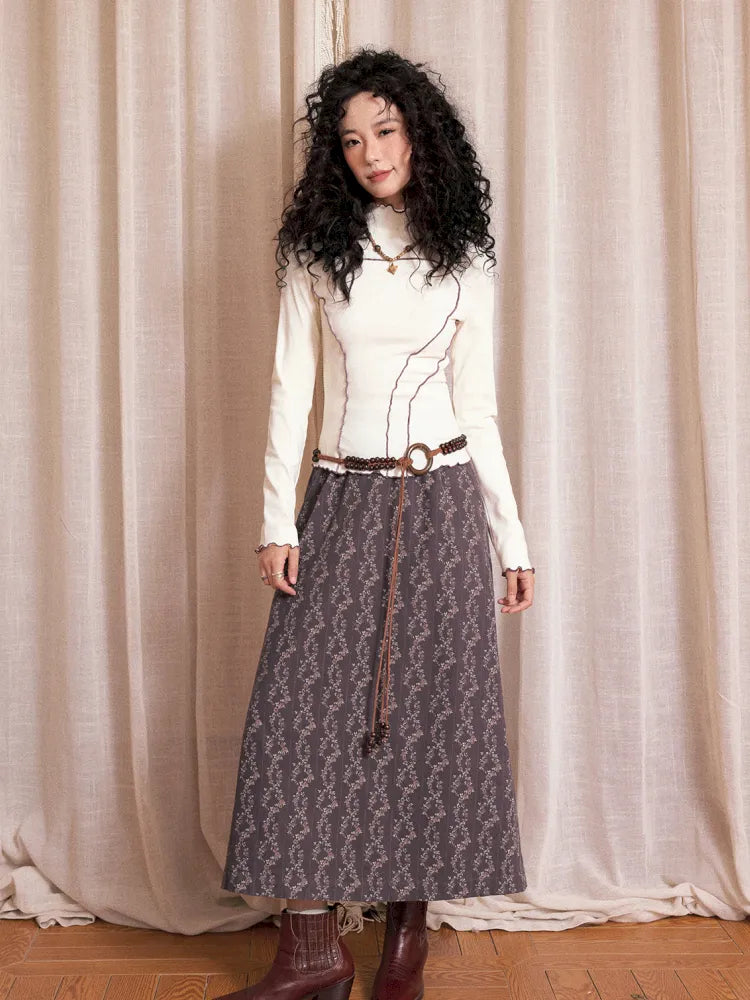 Retro-inspired versatile print maxi skirt【s0000013992】