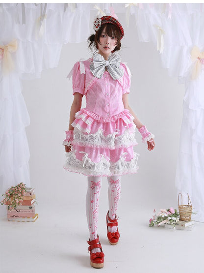 Pink Striped Lolita Shirt Top【s0000016559】