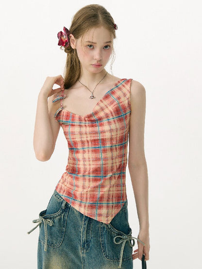 Summer Plaid Bow Vest Camisole【s0000017151】