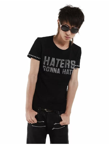 Rhinestone Star Printed Square Neck T-Shirt【s0000018247】