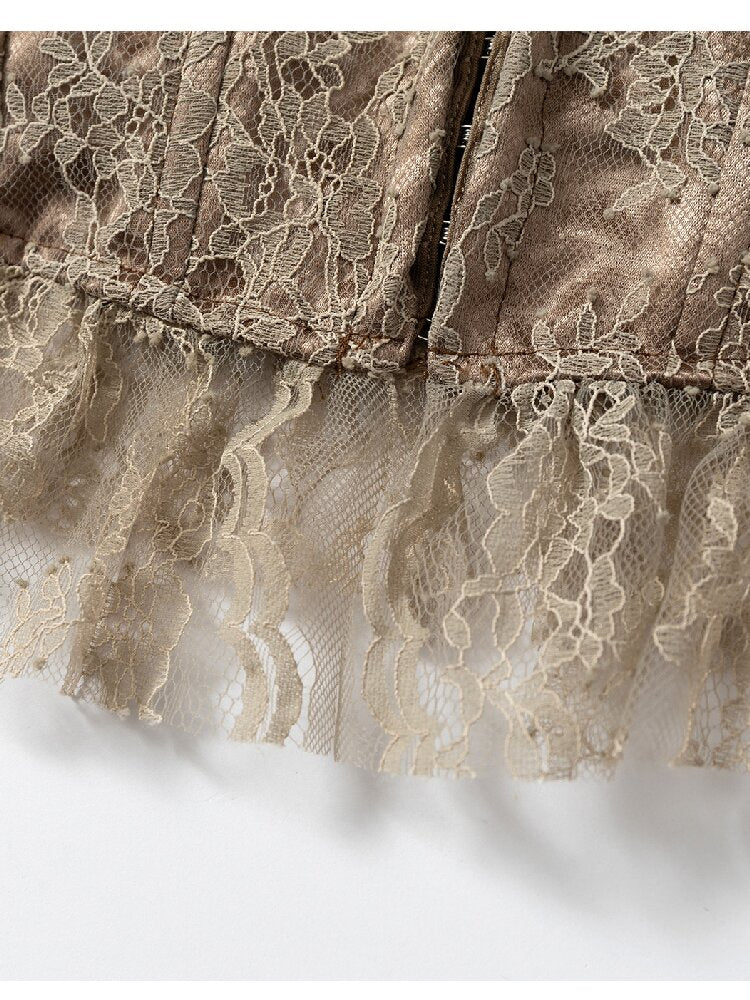 Patchwork Lace Satin Short Corset【s0000016204】