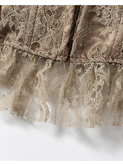 Patchwork Lace Satin Short Corset【s0000016204】