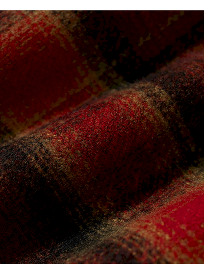 Punk Plaid Denim Bat Woolen Coat【s0000014929】