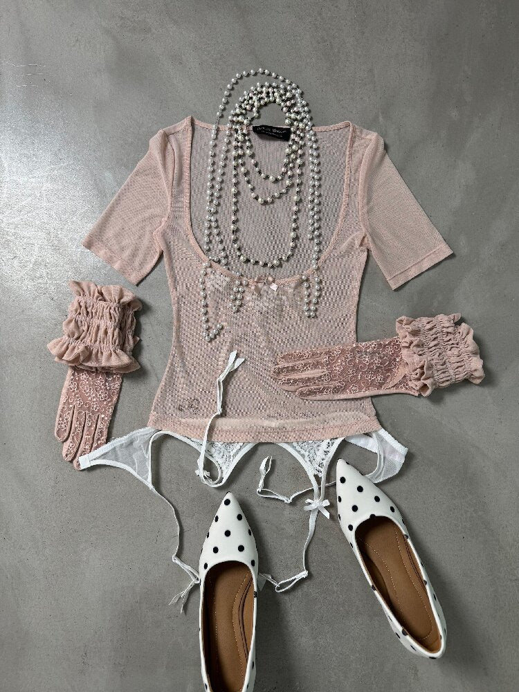 Lace Detachable Bow Cotton T-Shirt【s0000016289】