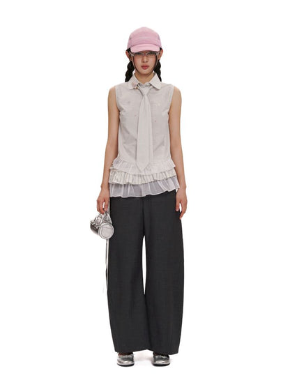Micro Machete Draped Wide Leg Western Trousers【s0000012507】