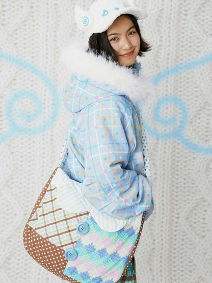 Two-Color Print Cute Quilted Cotton Bag【s0000014853】