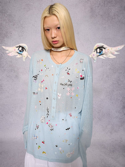 Sticker Print Open Front Top【s0000018734】