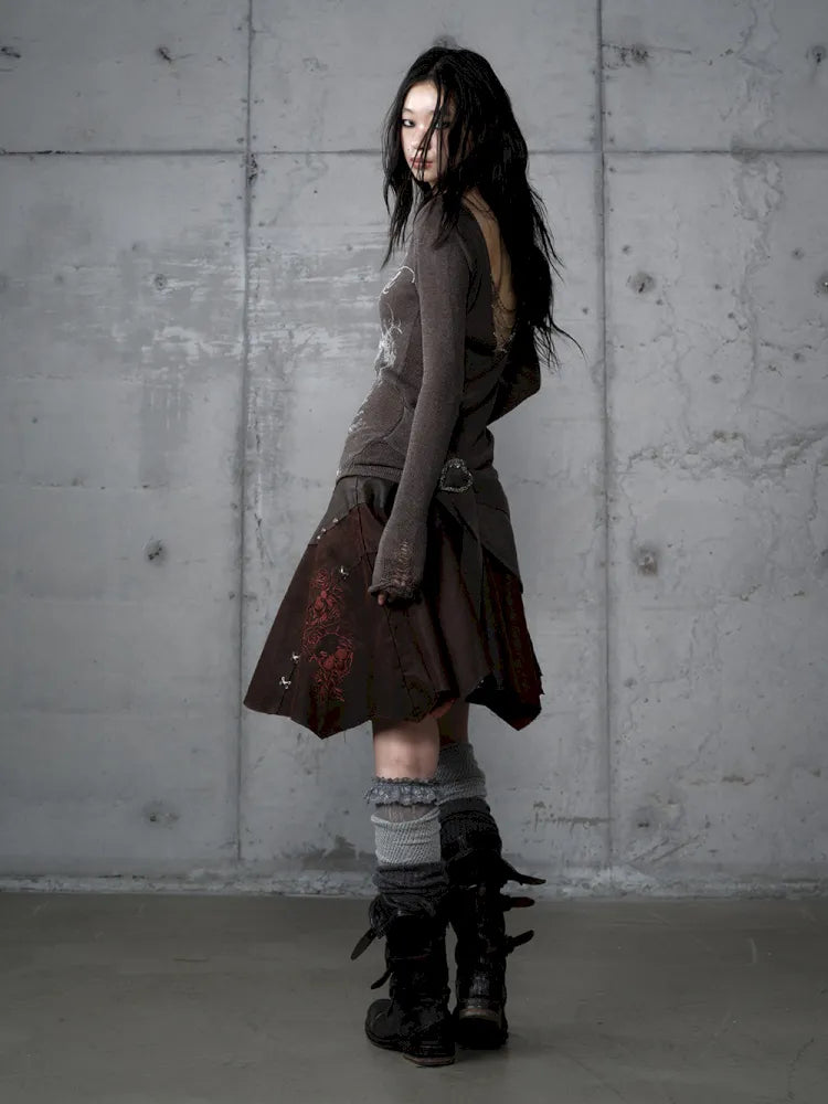 Asymmetrical Suede Skirt【s0000014111】