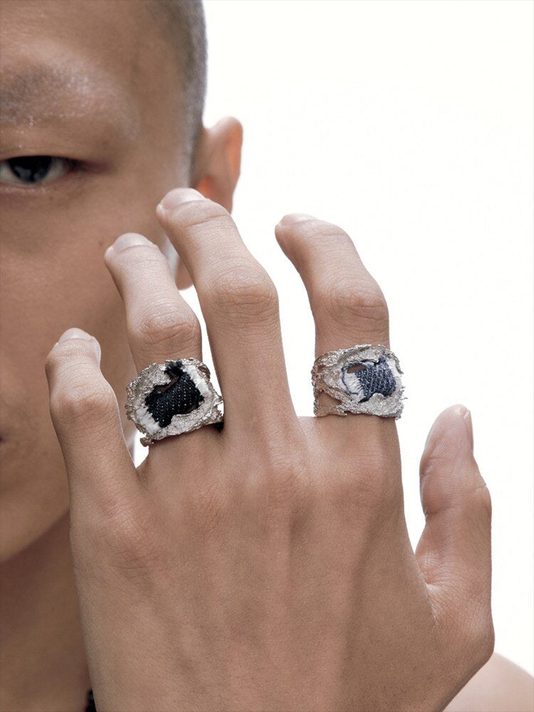 Futuristic Denim Silver Open Ring【s0000018816】