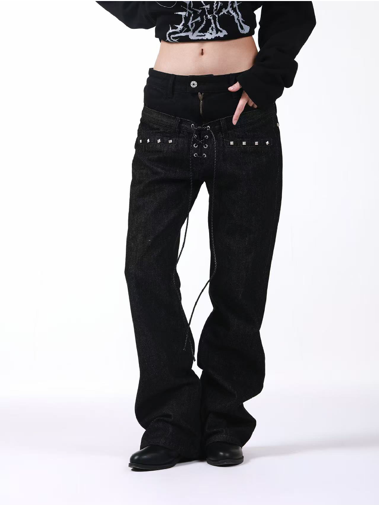 Stacked Raw Denim Zipper Jeans【s0000018188】