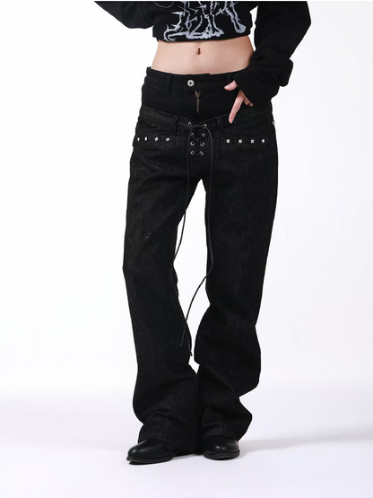 Stacked Raw Denim Zipper Jeans【s0000018188】