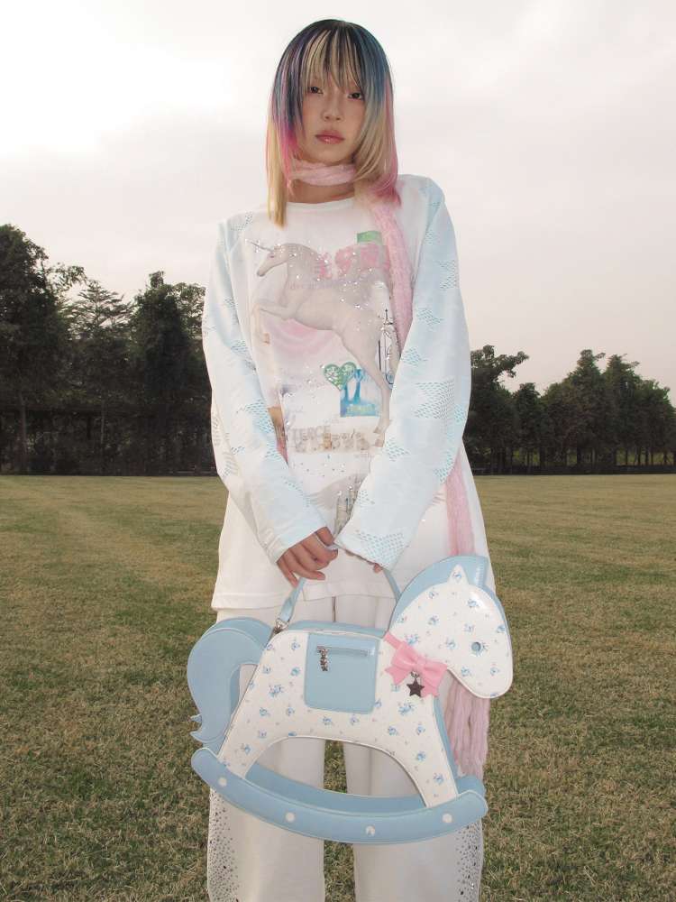 Horse Unicorn Raglan Sleeved Top【s0000015386】